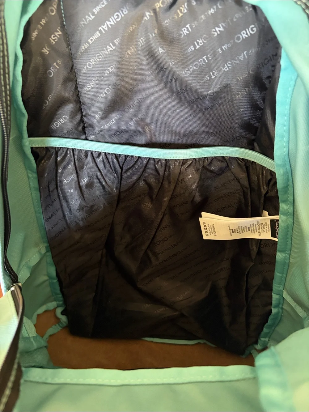 JanSport Right Pack Mint Seafoam Green Backpack Suede Leather Bottom
